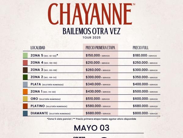Precios del concierto de Chayanne 2025.