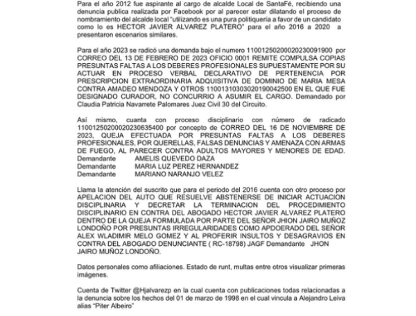 Amenaza a Piter Albeiro