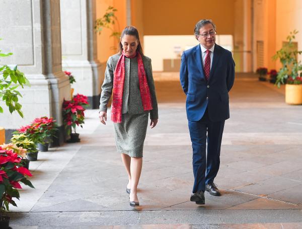 Los presidentes Gustavo Petro (Colombia) y Claudia Sheibaum (México).