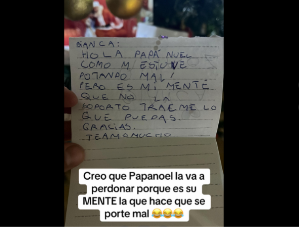 Niña escribe carta a Papá Noel