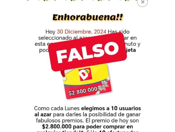 Mensaje de estafa suplantando a D1