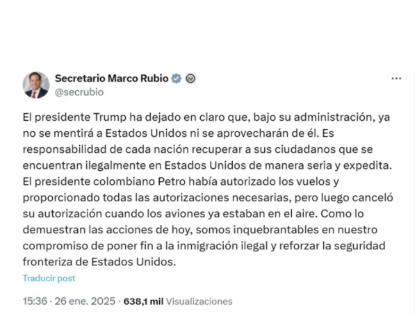 Pronunciamiento Marco Rubio