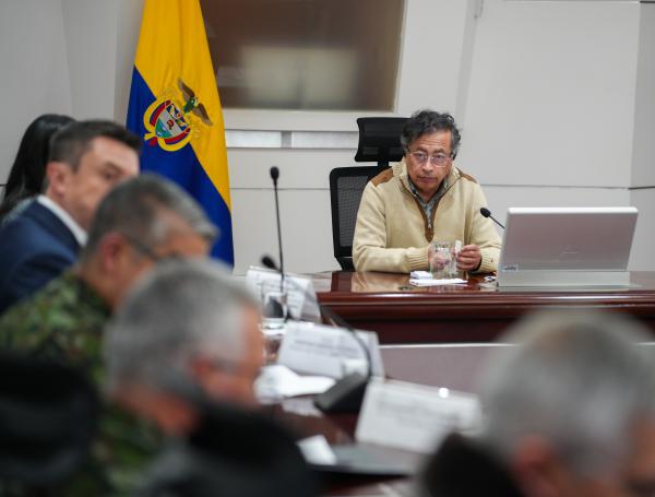 El presidente Petro durante el consejo de seguridad de este lunes.