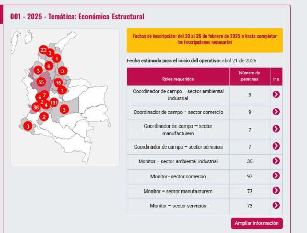 Convocatoria de trabajo del Dane.