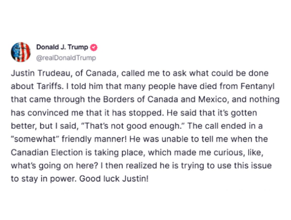 Donald Trump sobre llamada con Trudeau
