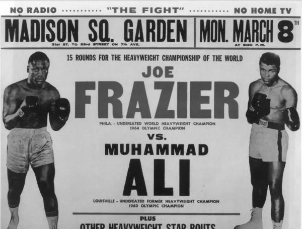 Frazier - Ali - afiche blanco y negro