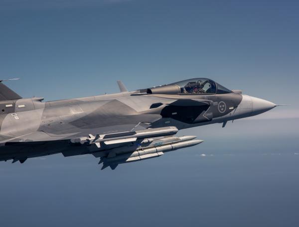 Uno de los aviones Gripen.