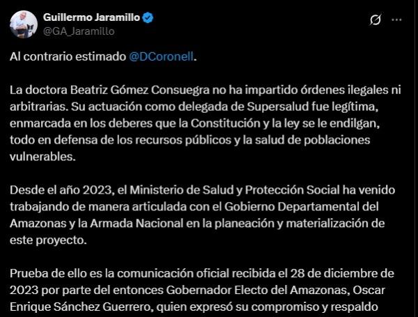 Respuesta del ministro de Salud