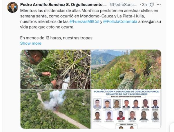 Ministro de Defensa se pronunció sobre los últimos golpes contra 'Mordisco'.