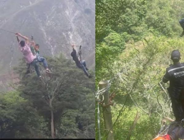 Tarabita improvisada en el río Chicamocha