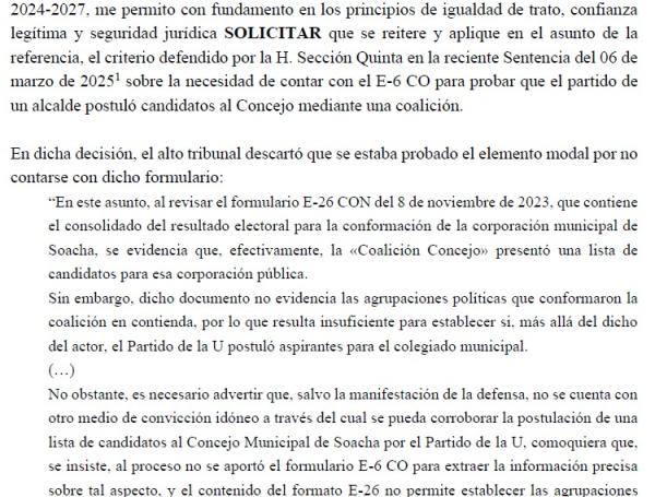 Solicitud de abogado de Beltrán