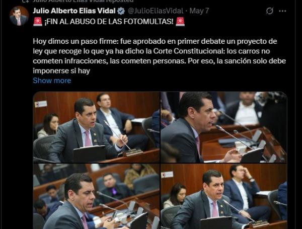 El senador Julio Elías Vidal es el autor y ponente del proyecto.