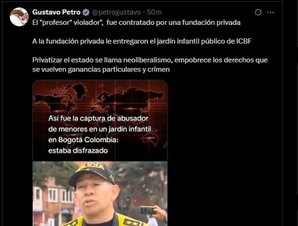 El presidente Gustavo Petro se pronunció a través de su cuenta de X.
