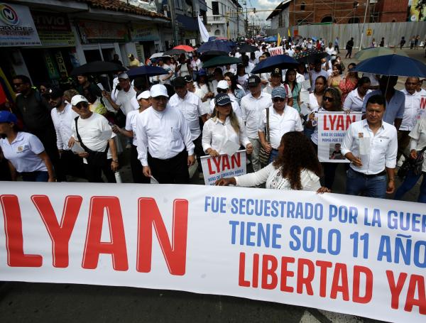 Manifestación en Jamundí, clamando por la liberación del niño.