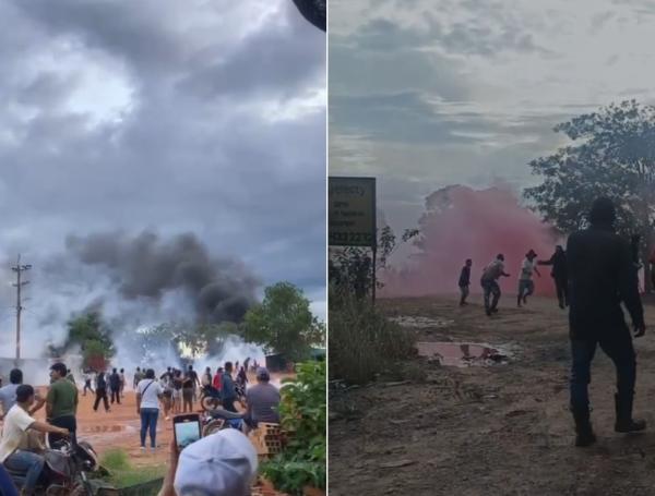 Manifestantes en la vereda Puerto Triunfo de Puerto Gaitán (Meta).