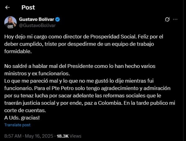 El saliente director del DPS aseguró que entregará en la tarde su corte de cuentas.