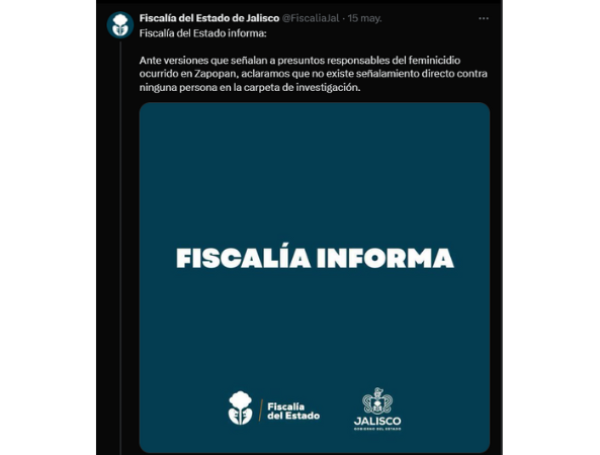 Comunicado de la Fiscalía de Jalisco