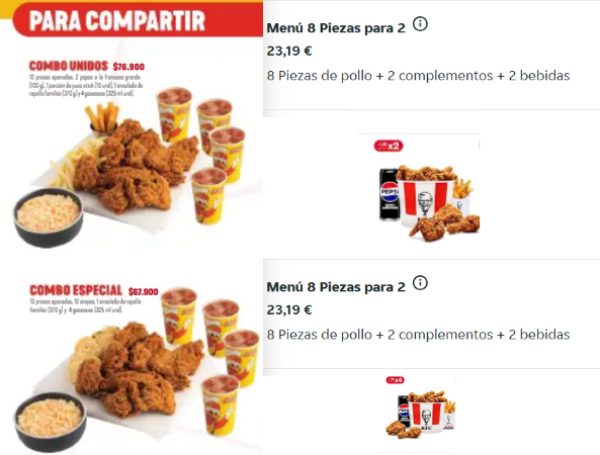Precios Frisby COL vs KFC ESP