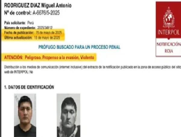 La notificación de la Interpol de Alias cuchillo