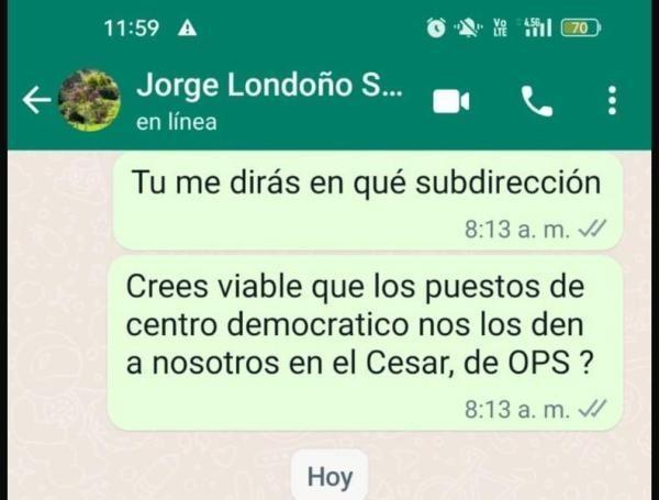 Este es uno de los chats que se atribuyen a David Racero.