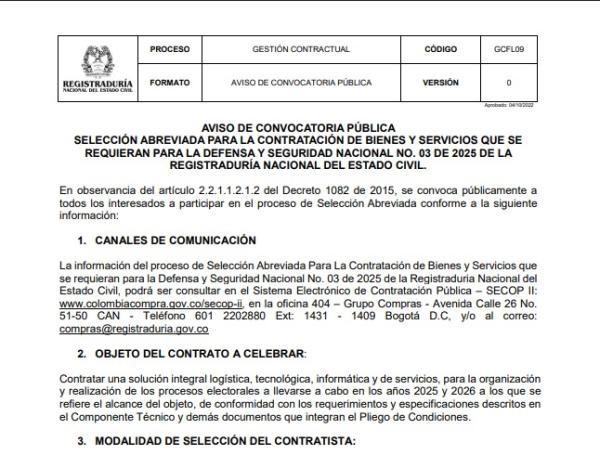 Este el aviso de la apertura de la convocatoria.