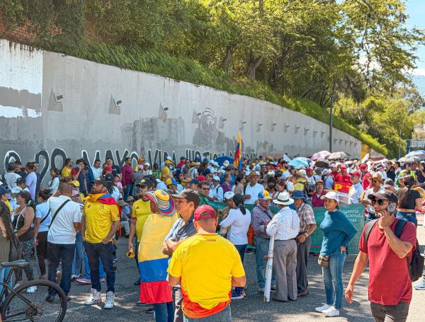 Marchantes en paro nacional en Bucaramanga