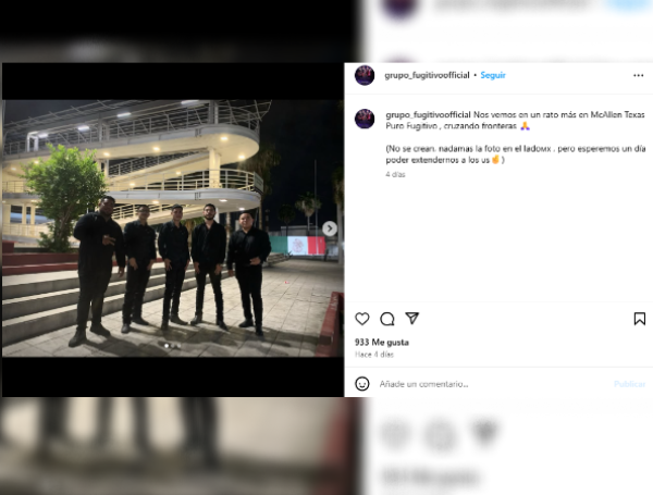 Última foto que compartió el Grupo Fugitivo en sus redes sociales.
