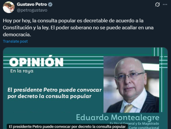 Trino de Gustavo Petro sobre la consulta popular