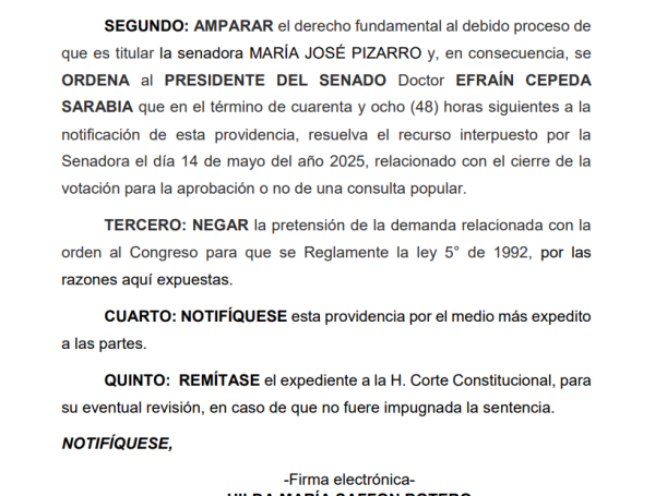 Fallo de tutela frente al trámite de la consulta popular en el Senado.