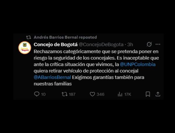 Concejo de Bogotá se pronunció ante la denuncia de Andrés Barrios