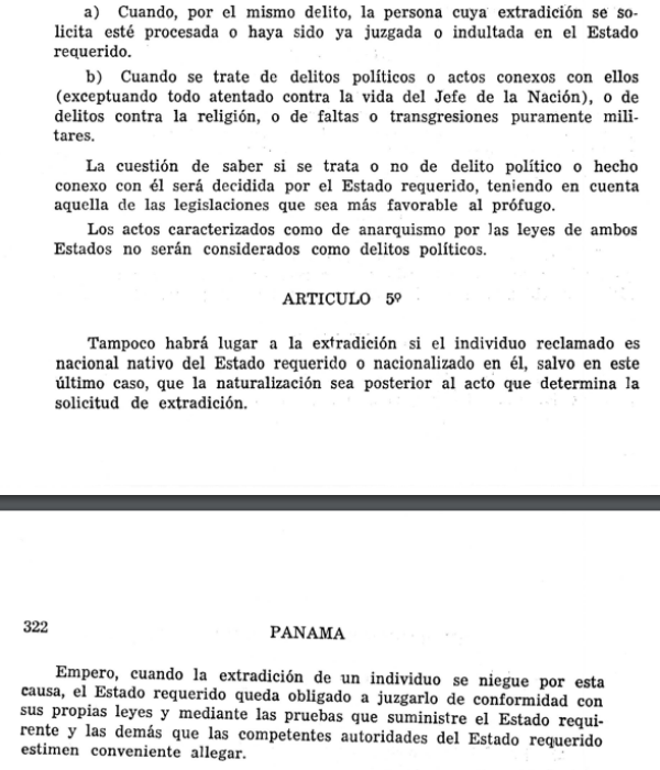 Tratado de extradición entre Colombia y Panamá.