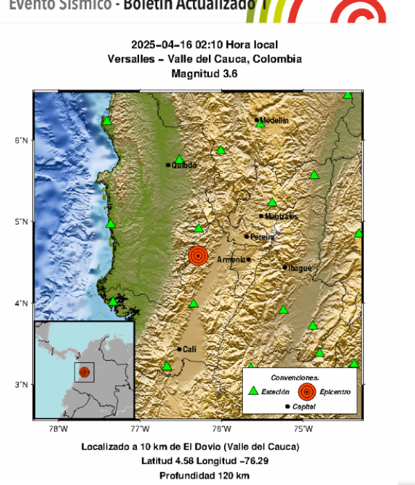 Sismo en Valle del Cauca durante la madrugada de este 16 de abril