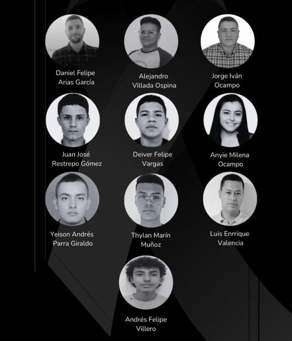 Estudiantes y maestros fallecidos en el accidente del Alto de La Línea.