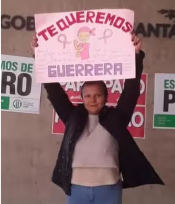 Celebrando la última quimio.