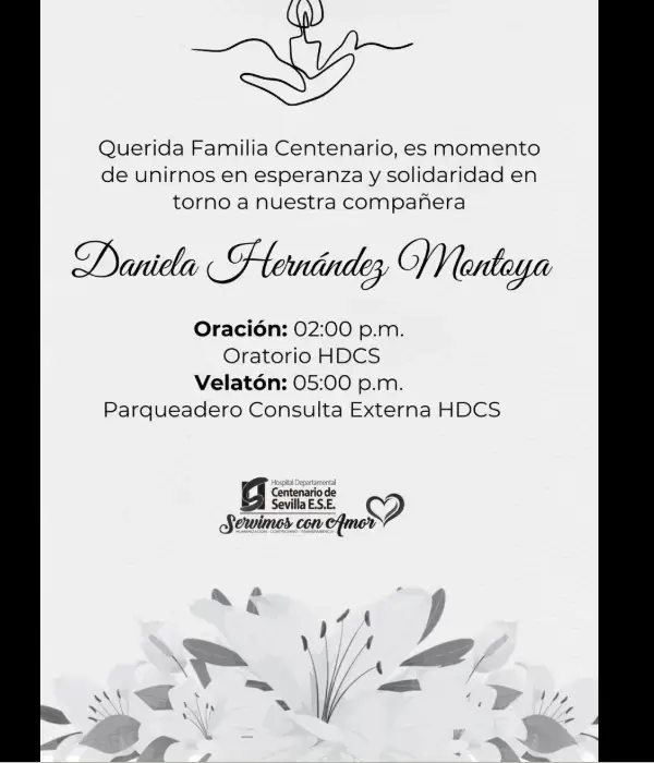 Mensajes de clamor por la liberación de la médica Daniela Hernández Montoya.