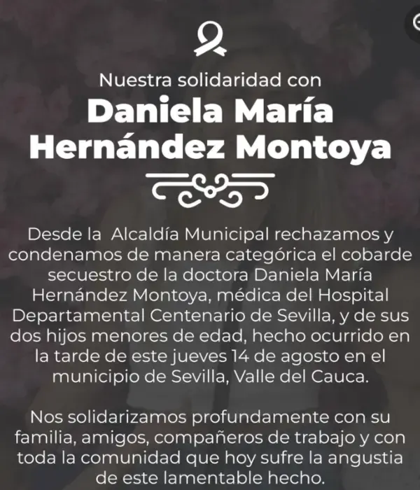 Mensajes de clamor por la liberación de la médica Daniela Hernández Montoya.