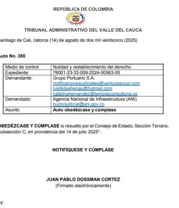 Auto del Tribunal Administrativo del Valle del Cauca.