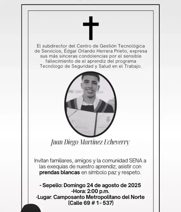 Funeral de Juan David Martinez, joven que falleció en el atentado en Cali