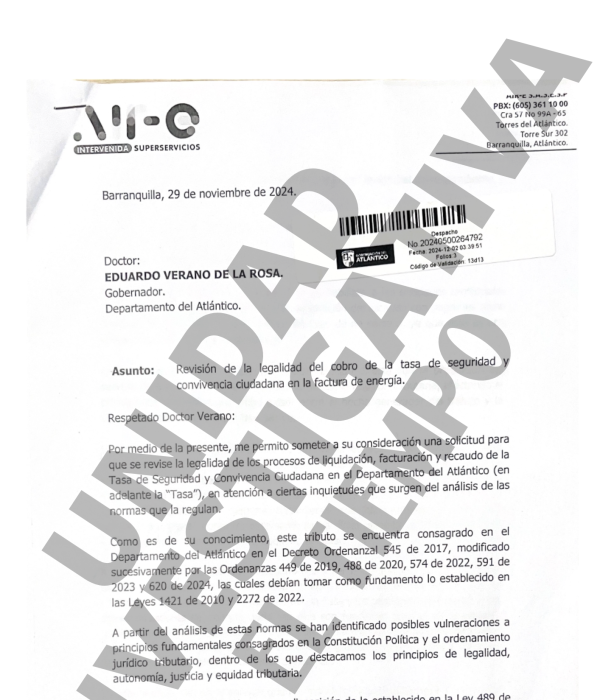 Documento Edwin Palma a Eduardo Verano revisión cobro factura de energía