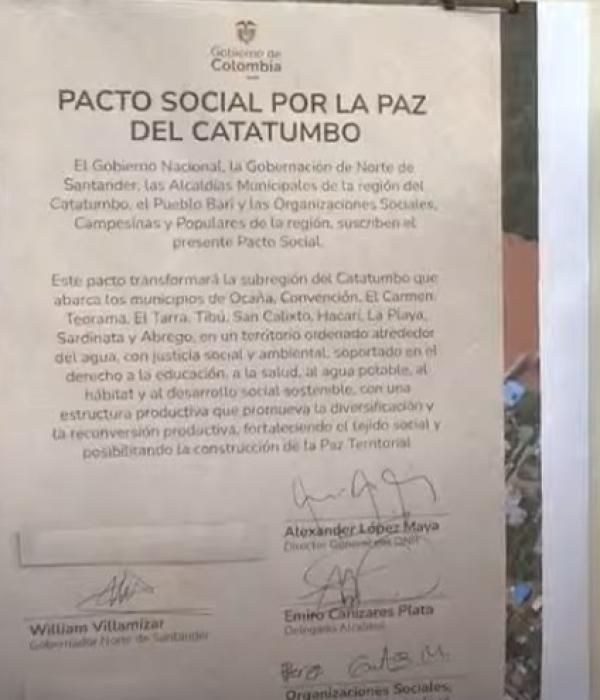 Este fue el Pacto Social por el Catatumbo firmado.