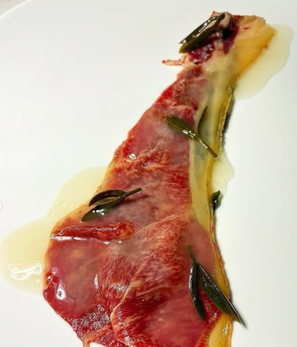 Uno de los platos que se sirven en el restaurante Podere Belvedere, del chef Edoardo Tilli.