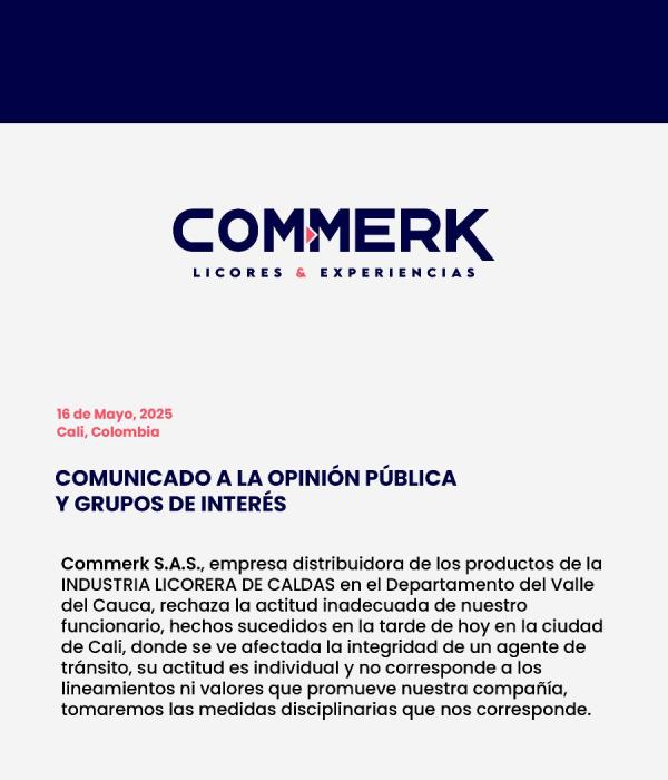 Comunicado de distribuidor de Licorera de Caldas.