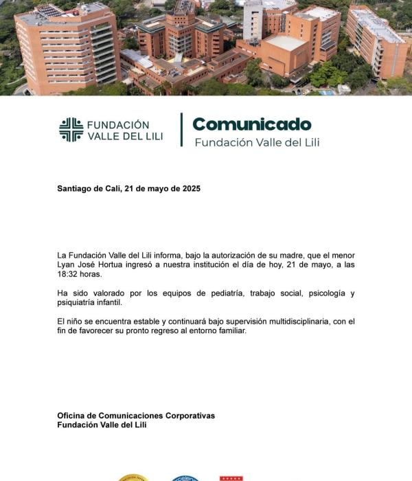 Clínica Valle del Lili entrega primer parte médico del menor Lyan Hortúa tras su liberación