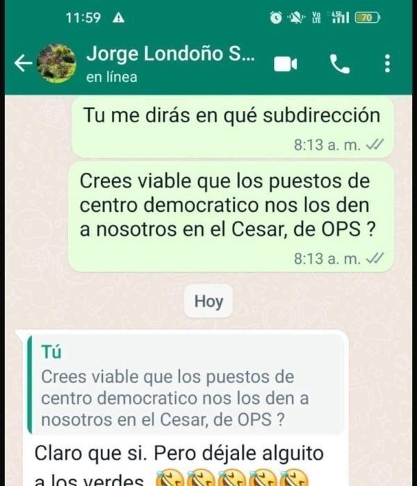Este es uno de los chats que se atribuyen a David Racero.