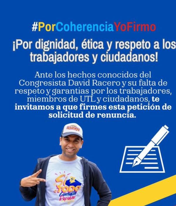 Campaña para solicitar la renuncia de David Racero