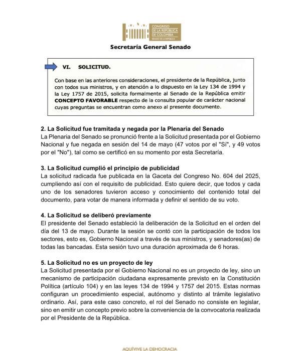 Secretario del Senado dice que no hubo vicios en el trámite.