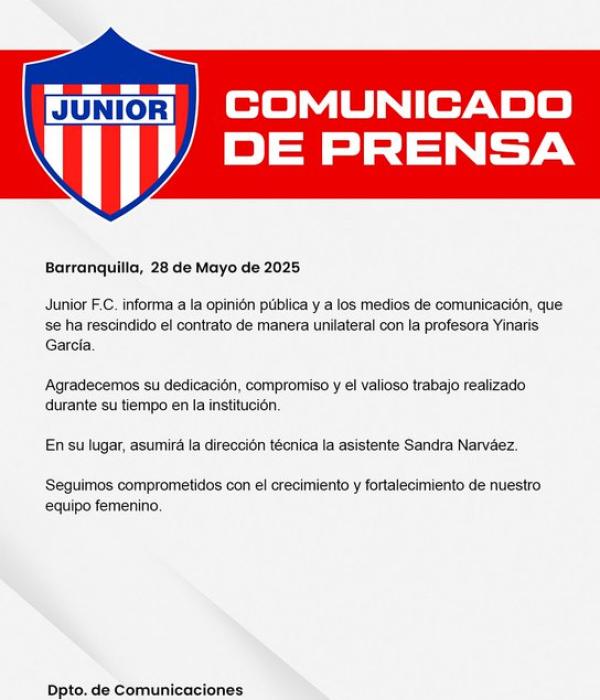 Comunicado del Junior de Barranquilla