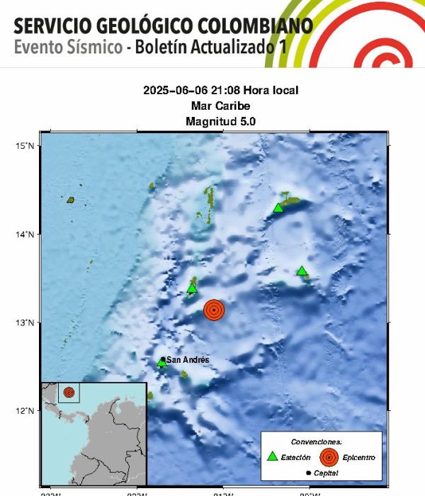 SIsmo en San Andrés y Providencia