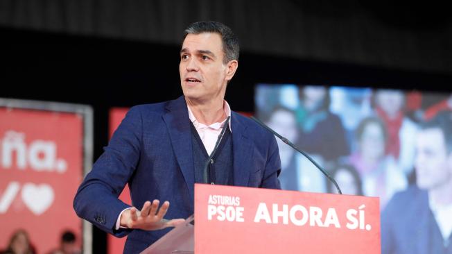 Pedro Sánchez, durante el acto electoral en Gijón.