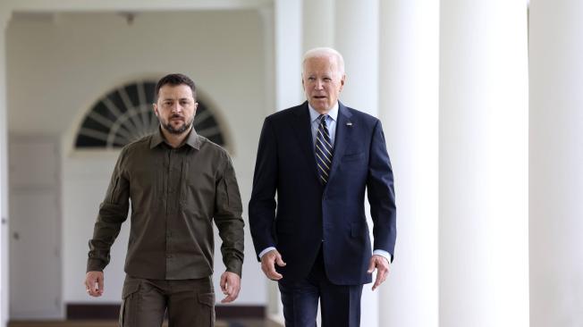 Joe Biden y Volodimir Zelenski durante una reunión en la Casa Blanca.